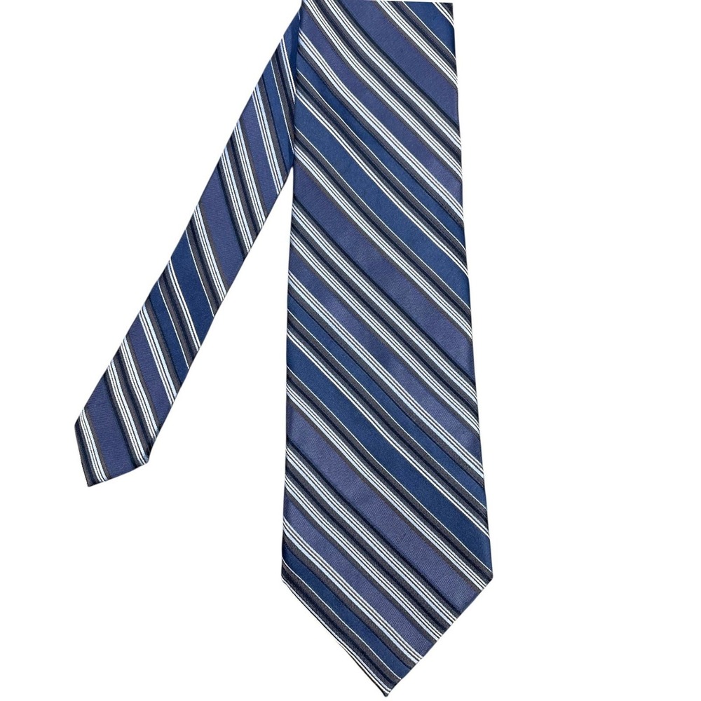 J. Ferrar Blue Striped Silk Necktie Classic Business Formal Mens One Size